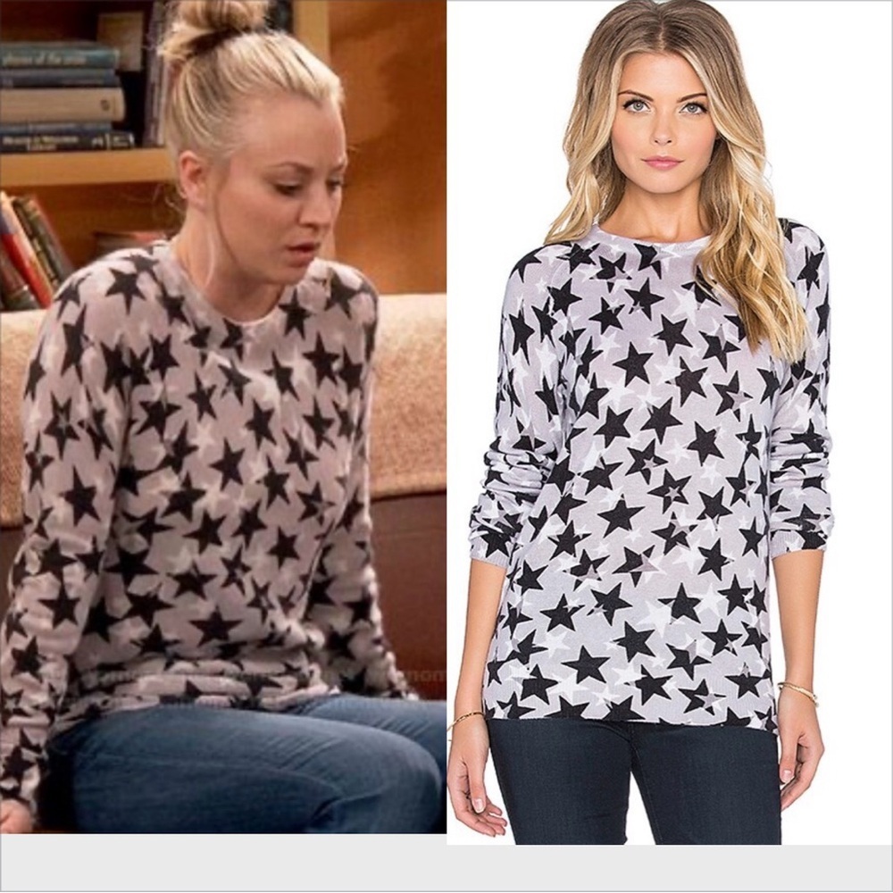 Equipment Sloane Star Overlay Print 100% Cashmere Sweater Size M